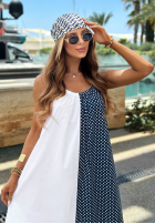 Rochie maxi na ramiączkach w paski i Buline Blue Pearl biało-bluemarin