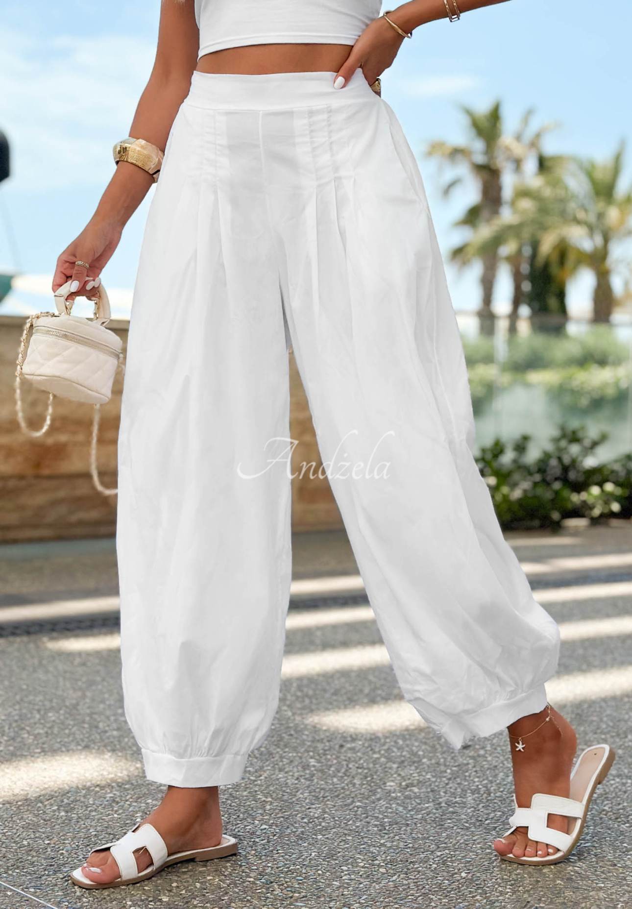 Pantaloni joggeri din bumbac cu cusături decorative Paradise Dock