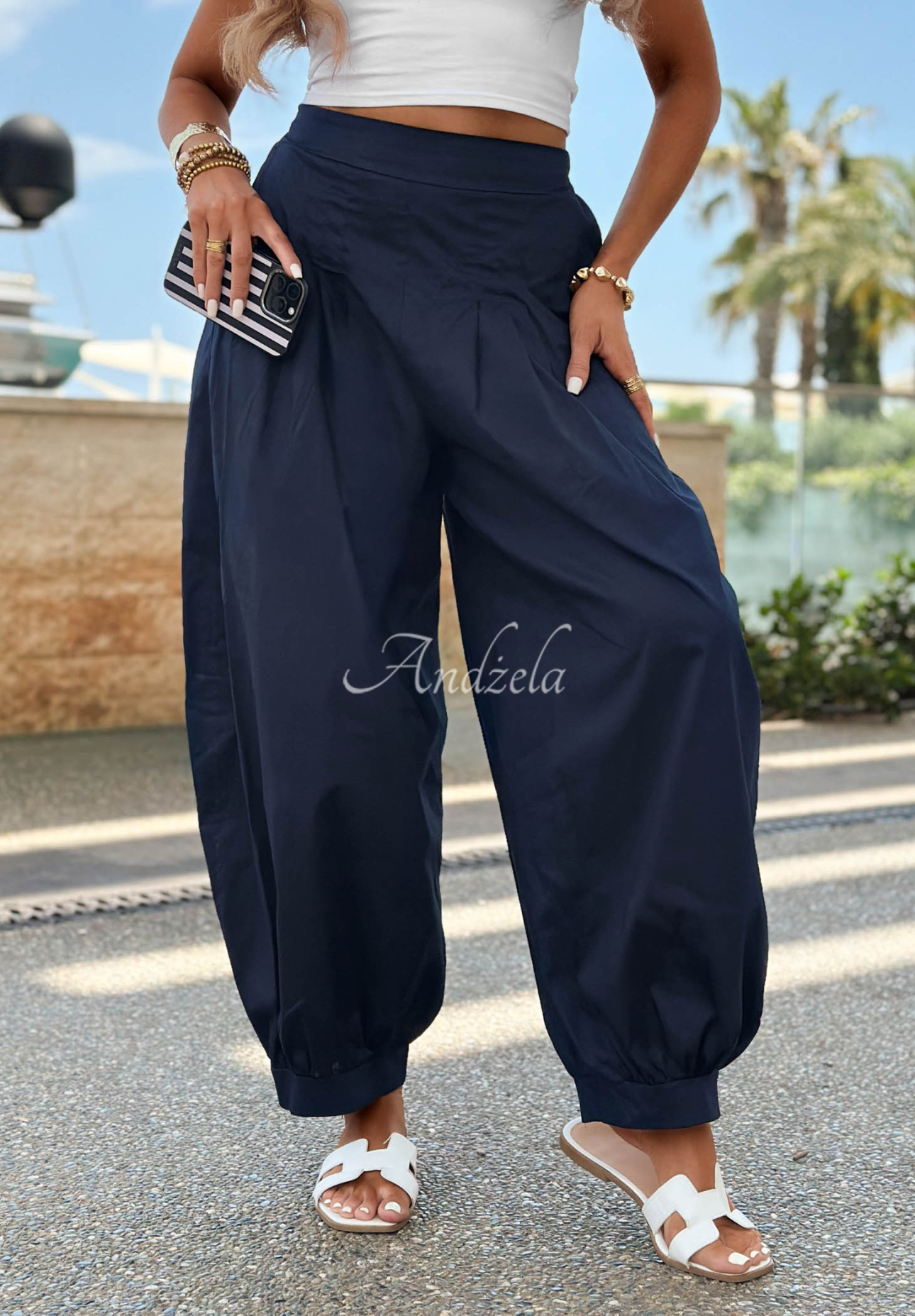 Pantaloni joggeri din bumbac cu cusături decorative Paradise Dock