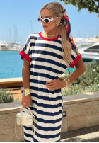 Rochie maxi w paski Anchor Bay biało-bluemarin