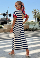Rochie maxi w paski Anchor Bay biało-bluemarin