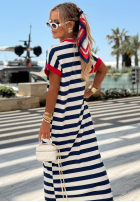 Rochie maxi w paski Anchor Bay biało-bluemarin
