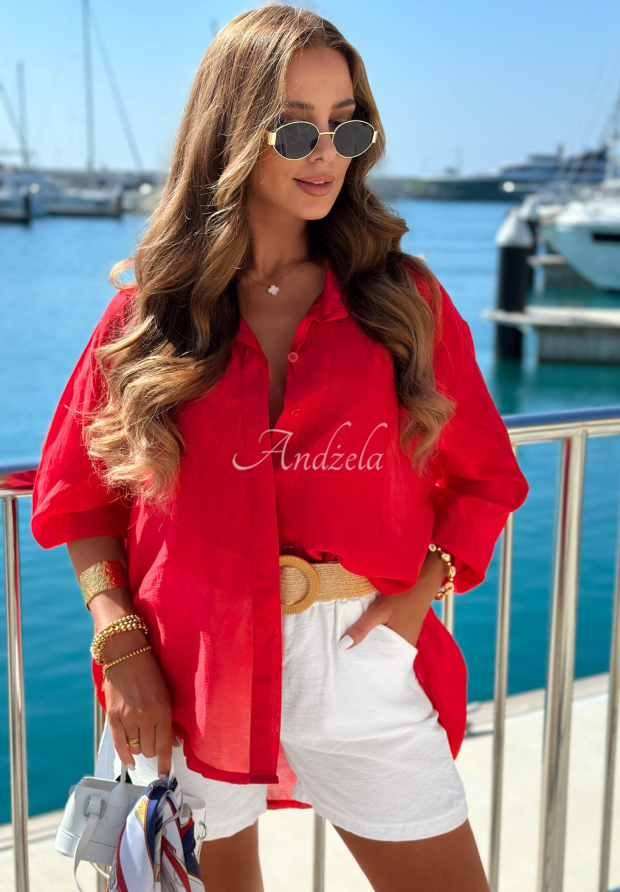 Cămașă ușoară asimetrică din tencel Summer Select