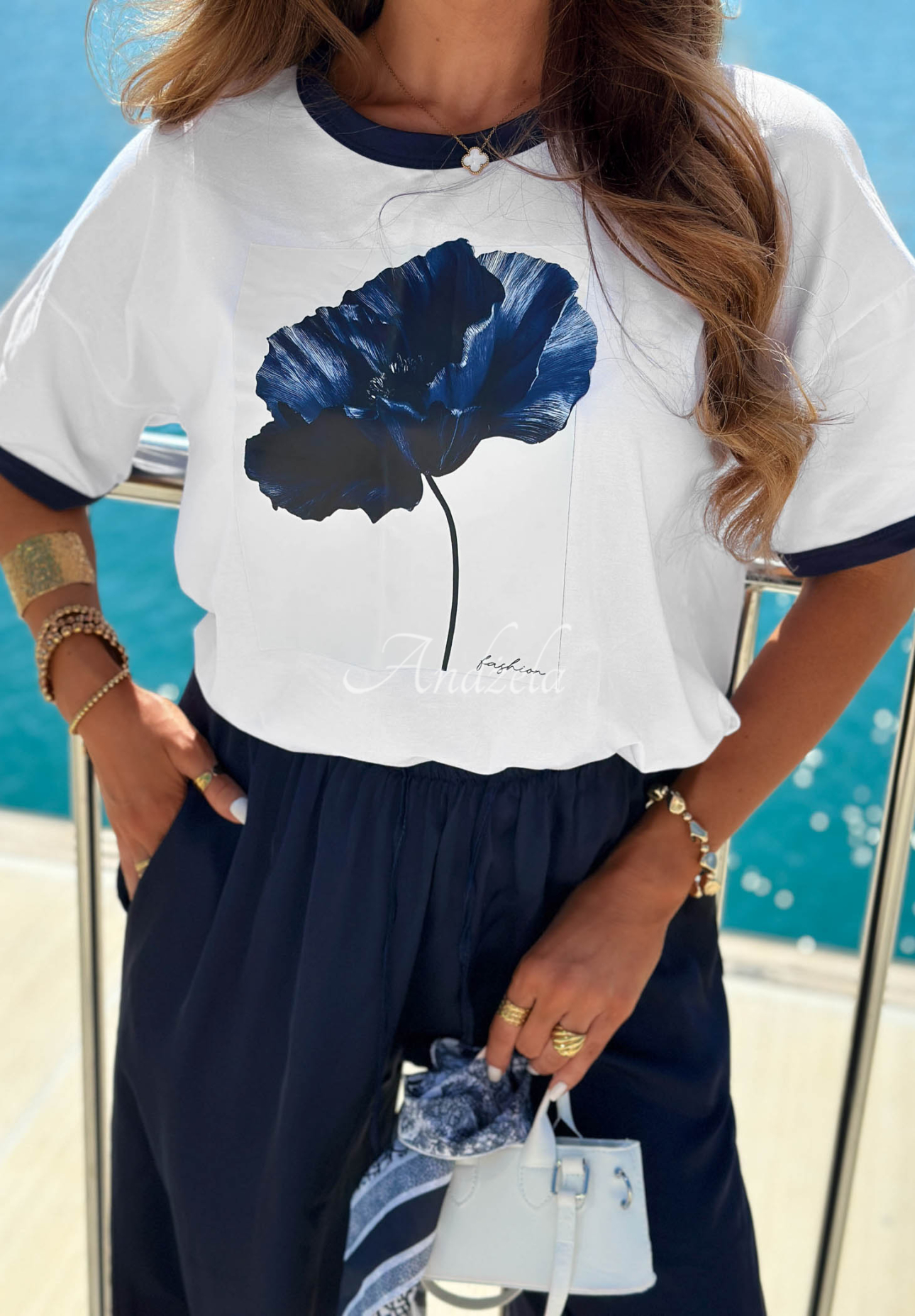 Tricou din bumbac cu imprimeu Sea Poppy