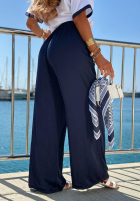 din material textil Pantaloni wide leg Sea Poppy biało-roșii