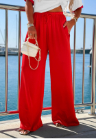 din material textil Pantaloni wide leg Sea Poppy biało-roșii