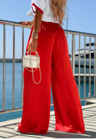 din material textil Pantaloni wide leg Sea Poppy biało-roșii