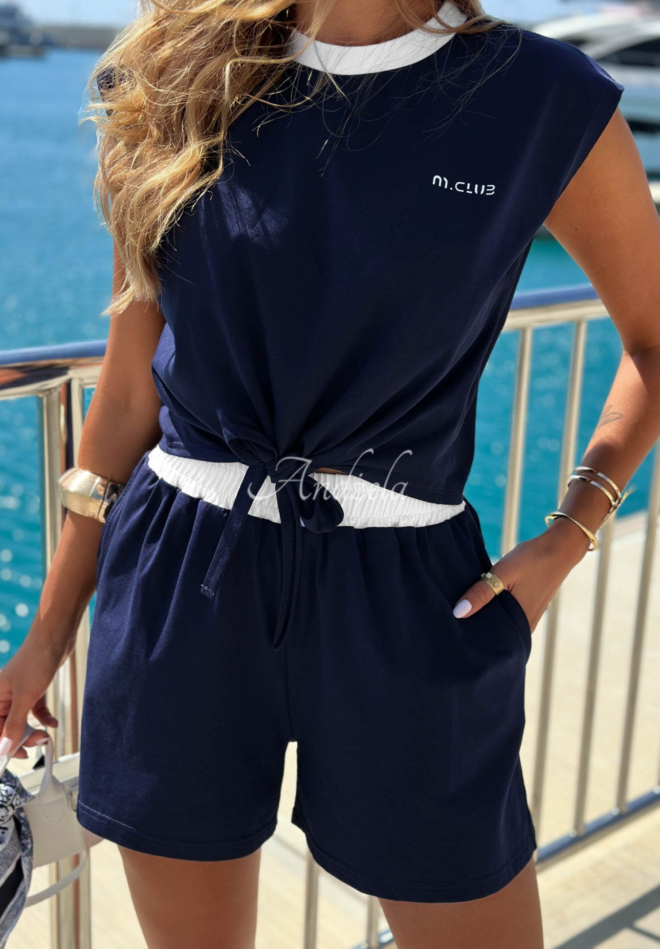 Bluză din bumbac cu legare Marina Club