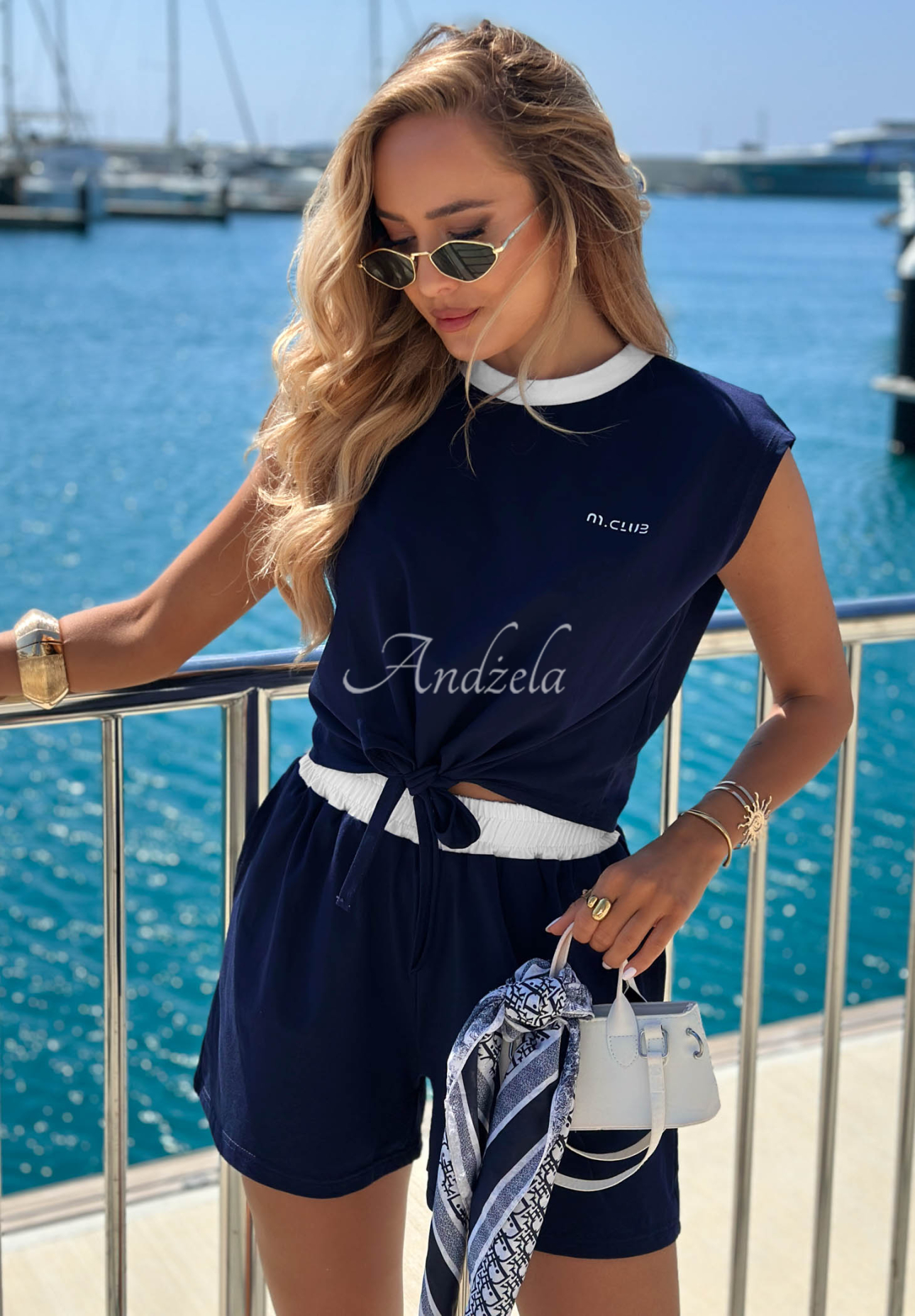 Bluză din bumbac cu legare Marina Club