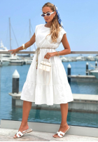 Rochie maxi z falbankami i paskiem Sea Venture albastru cobalt