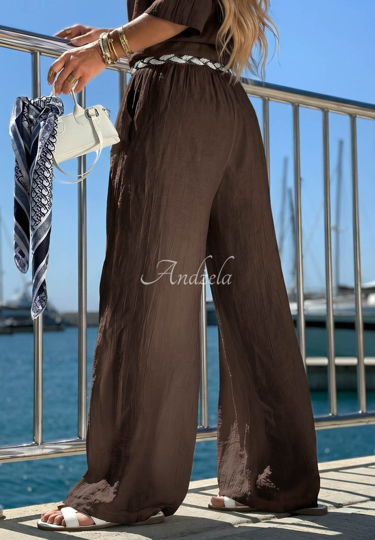 Set cu cămașă și pantaloni din viscoză Golden Touch