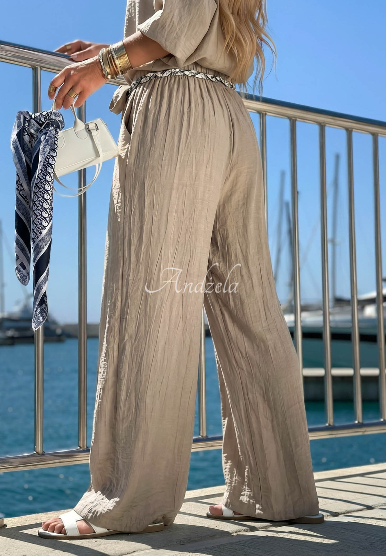 Set cu cămașă și pantaloni din viscoză Golden Touch