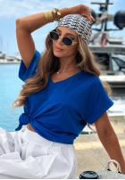Tricou z dekoltem w serek Sea Sailing bluemarin