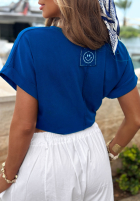 Tricou z dekoltem w serek Sea Sailing bluemarin