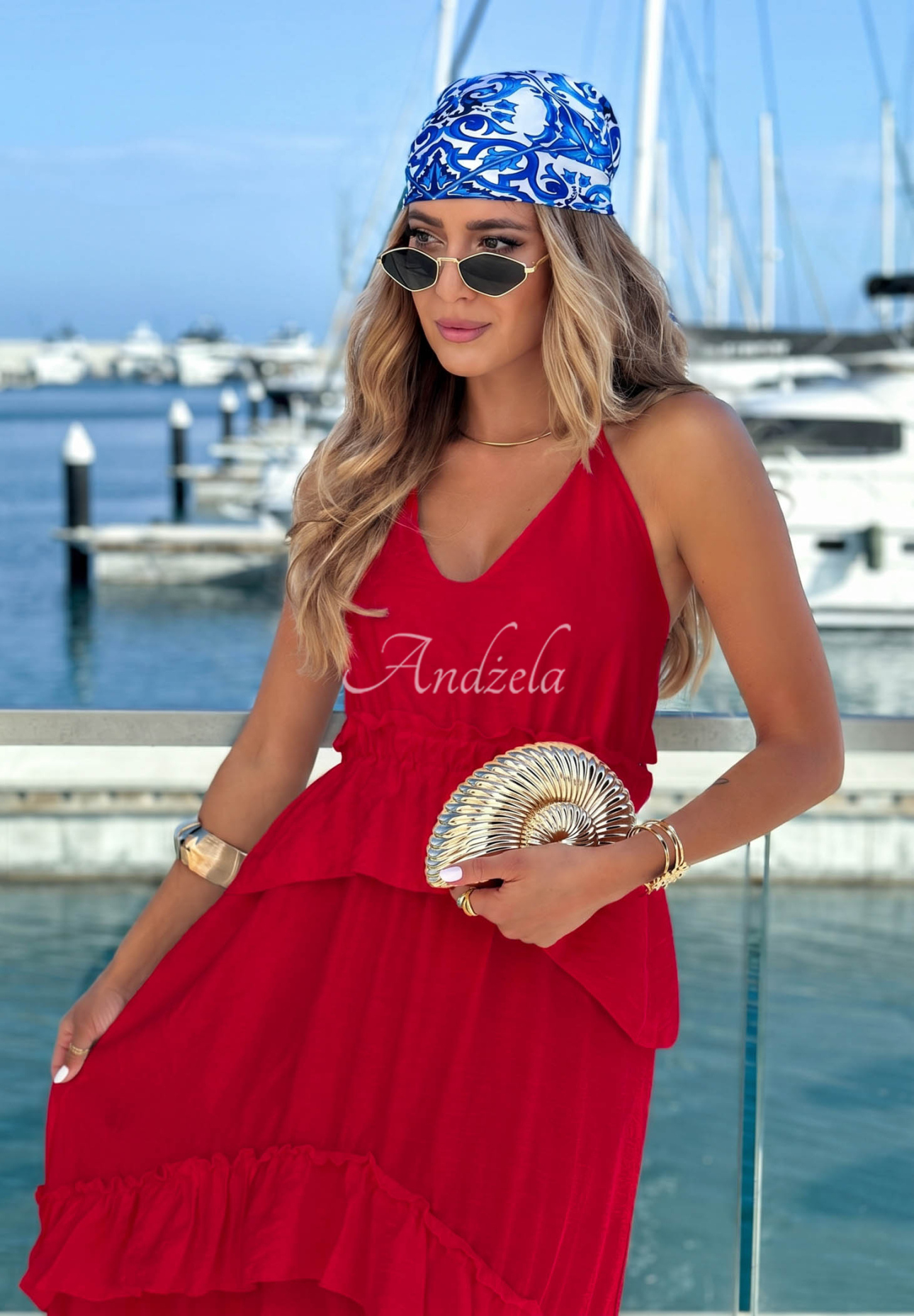 Rochie maxi din viscoză cu volănașe Sunny Twist