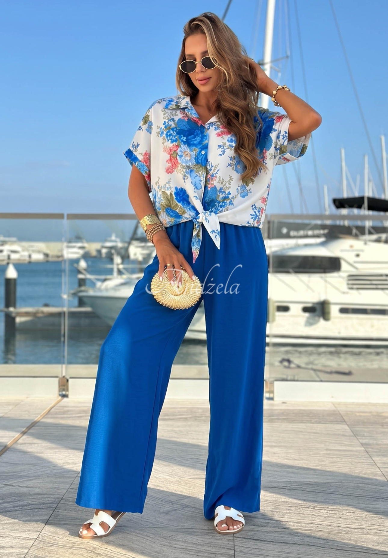 Compleu din viscoză cu cămașă florală și pantaloni Flora Breeze