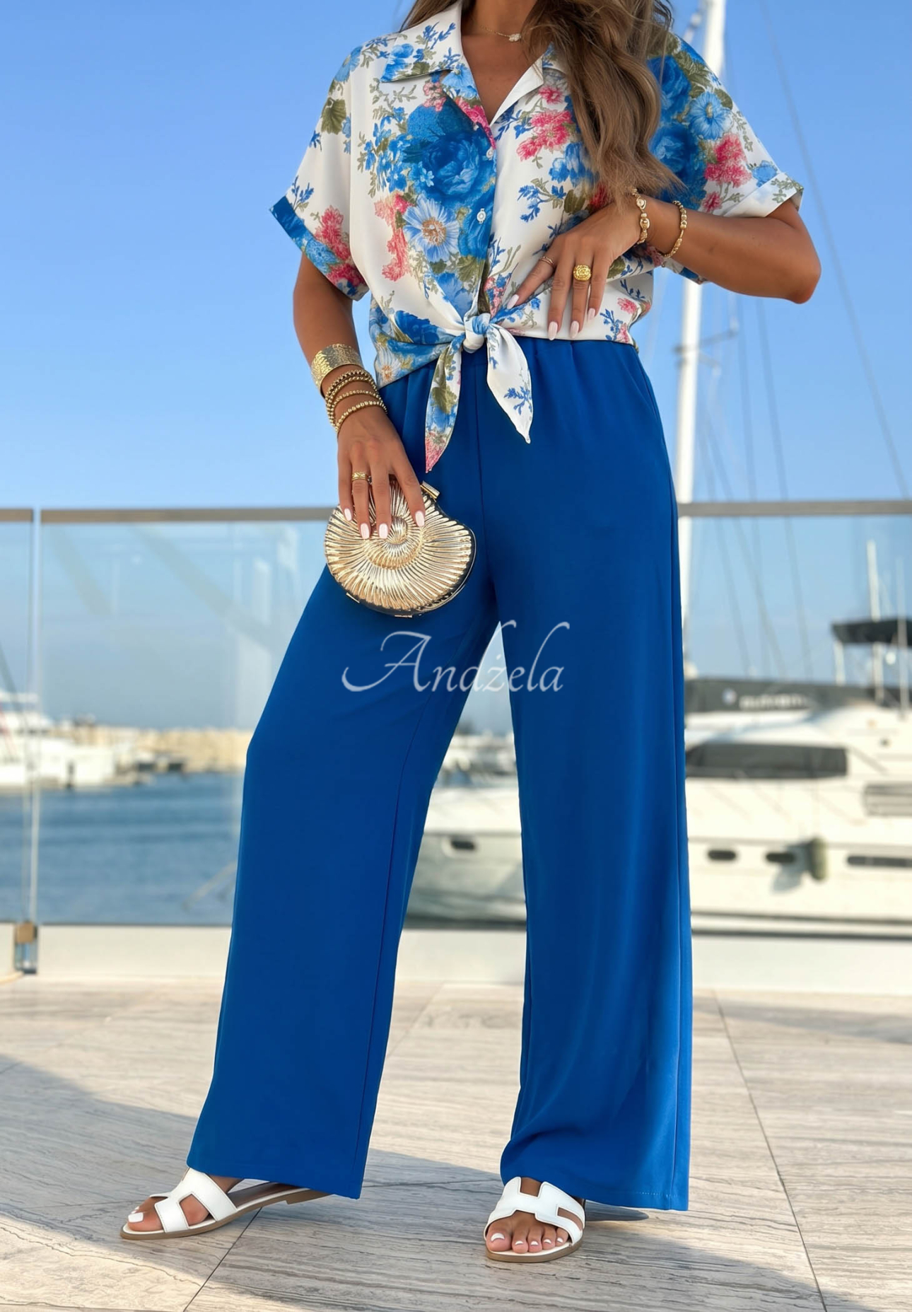 Compleu din viscoză cu cămașă florală și pantaloni Flora Breeze