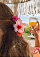 Set agrafe 3w1 kwiatowe klamry do włosów Aloha Flora różowo-portocaliu