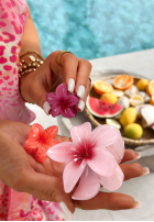 Set agrafe 3w1 kwiatowe klamry do włosów Aloha Flora różowo-portocaliu
