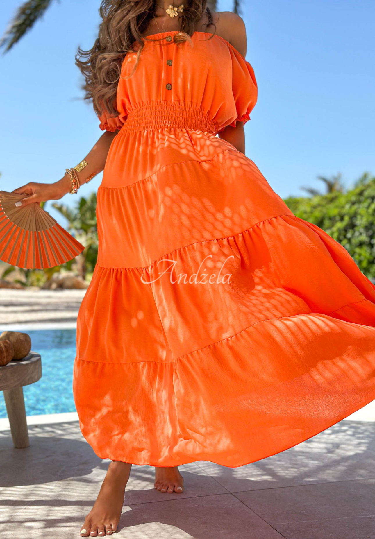 Rochie spaniolă din viscoză cu volănașe Paradise Sundown