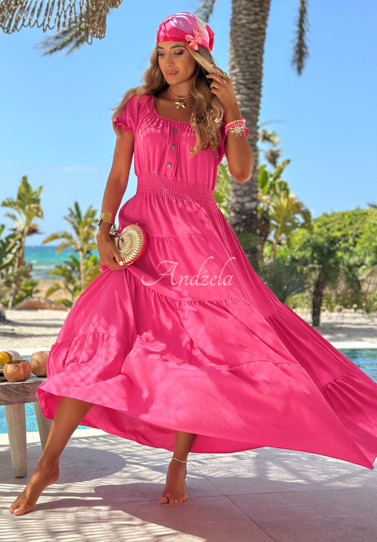 Rochie spaniolă din viscoză cu volănașe Paradise Sundown