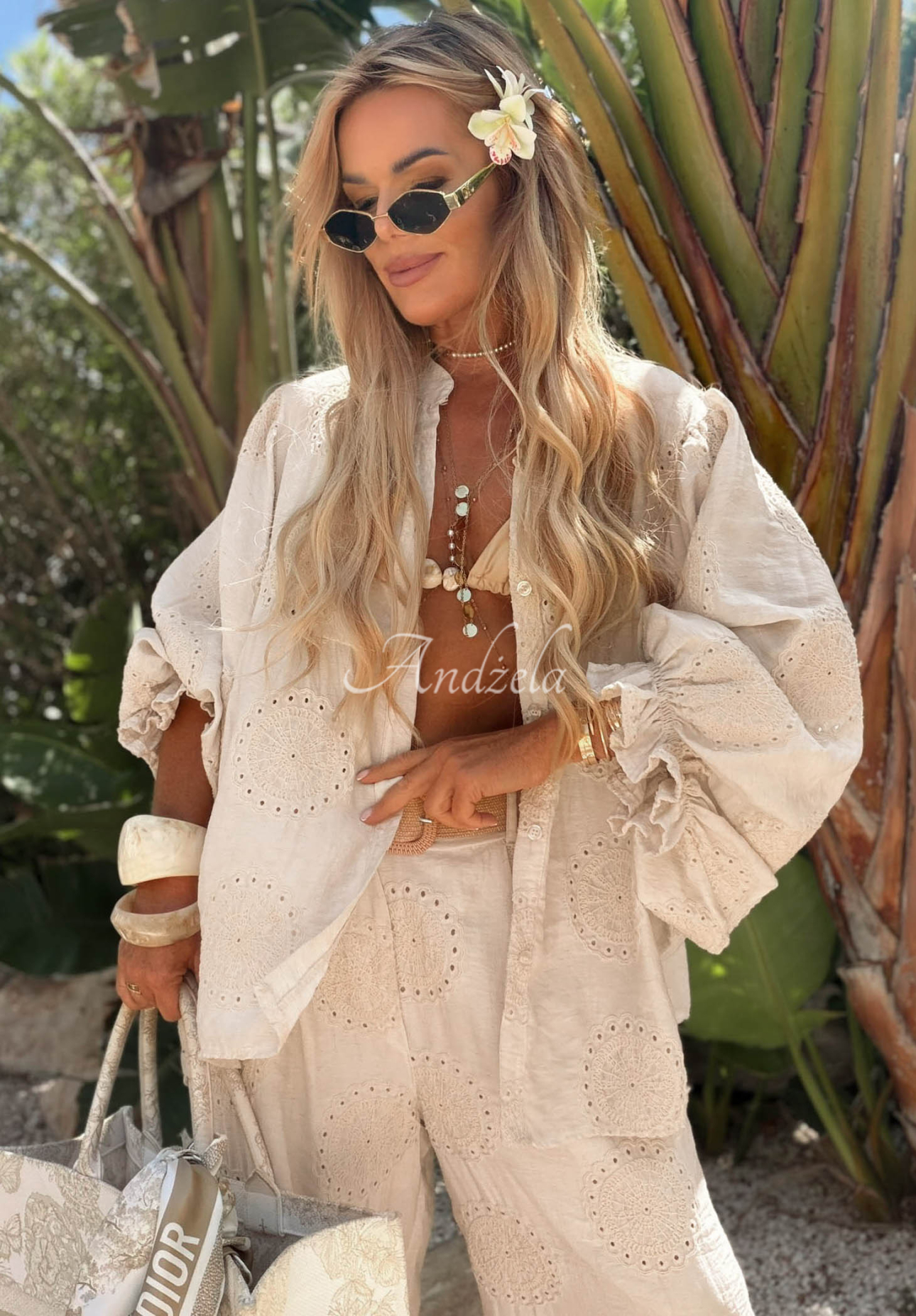 Bluză boho asimetrică brodată din bumbac Ti Amo