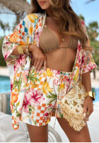Kwiecisty Compleu Cămașă i krótkie spodenki Fruity Hawaii Alb