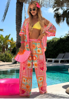 Wzorzysty Compleu Cămașă i Pantaloni wide leg Sweet Paradise roz