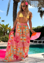 Wzorzysty Compleu Cămașă i Pantaloni wide leg Sweet Paradise roz
