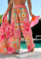 Wzorzysty Compleu Cămașă i Pantaloni wide leg Sweet Paradise roz