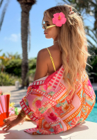 Wzorzysty Compleu Cămașă i Pantaloni wide leg Sweet Paradise roz