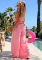 Materiałowy Compleu Top  i Pantaloni wide leg Puerto Rico roz