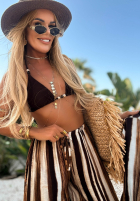 Compleu Cămașă i Pantaloni wide leg w paski Trinidad Sun biało-camel