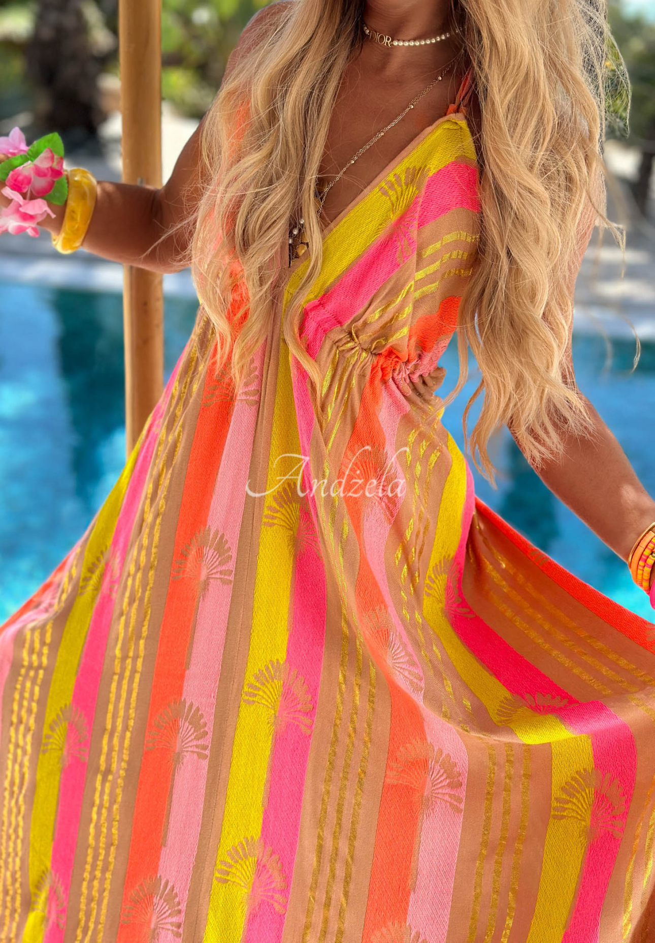 Rochie din bumbac cu imprimeuri colorate Island Fantasy