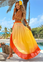 Compleu kostium kąpielowy bikini i pareo z falbankami Aloha Sunset żółto-portocaliu