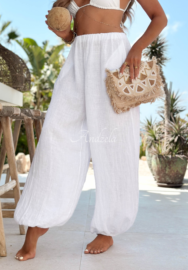 Pantaloni harem din in cu elastic Sun Outfit