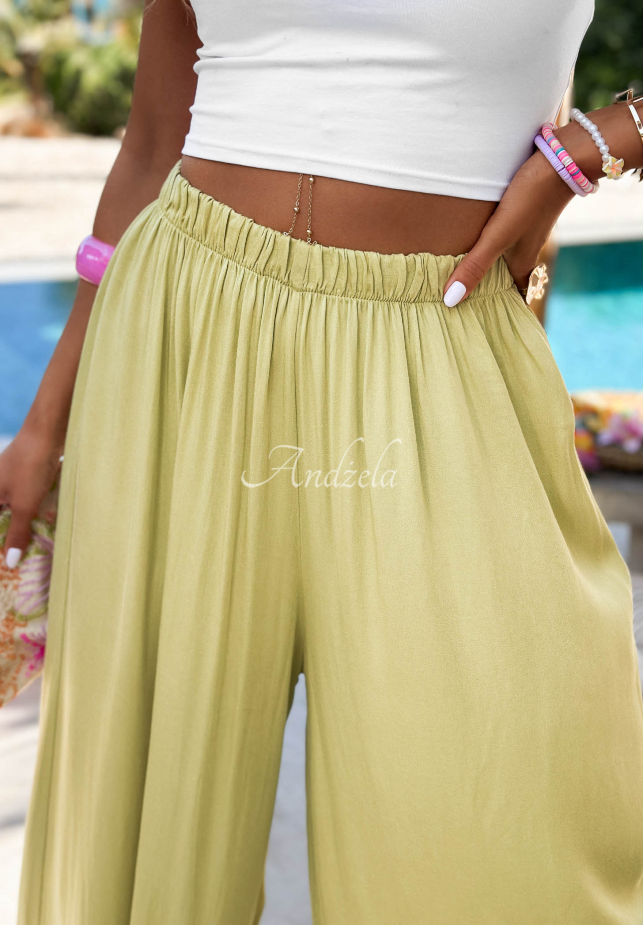 Pantaloni wide leg din viscoză Letter To Summer