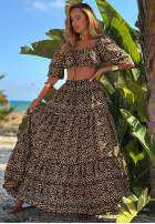 Rochie maxi cu model tip panteră Sand Panther bej