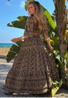 Rochie maxi cu model tip panteră Sand Panther bej