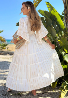 Rochie maxi ze złotymi haftami boho Palm Royale negru