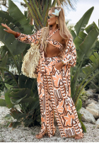 Cămașă cu modele Beach Dreams biało-ciocolatie