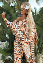 Cămașă cu modele Beach Dreams biało-ciocolatie