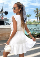 Rochie mini z falbankami i paskiem Sea Ventures albă