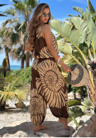 Wzorzysty Compleu Top  i Pantaloni balloon Summer Shore ciocolatiu