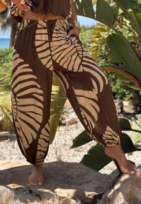 Pantaloni balloon cu imprimeu din bumbac Summer Shore