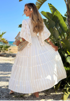 Rochie maxi ze złotymi haftami boho Palm Royale negru