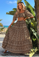 Rochie maxi cu model tip panteră Sand Panther bej