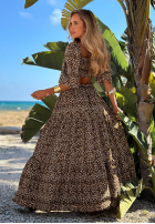 Rochie maxi cu model tip panteră Sand Panther bej