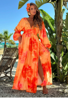 Rochie maxi cu mâneci lungi și imprimeu floral Aloha Bloom