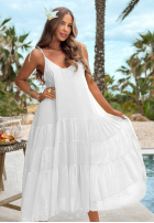 Zwiewna Rochie maxi na ramiączkach z falbankami Hot Waves roz